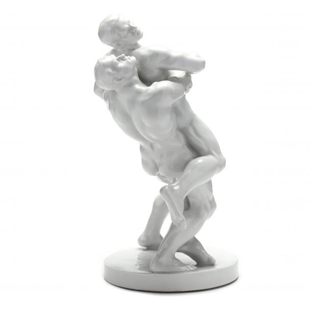 HEREND FIGURAL OF TWO WRESTLERS