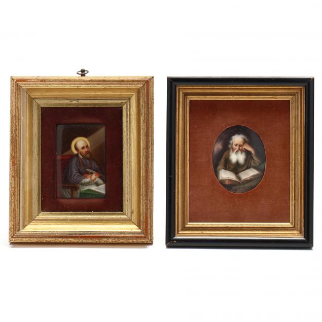 TWO HAND-PAINTED PORCELAIN PLAQUES