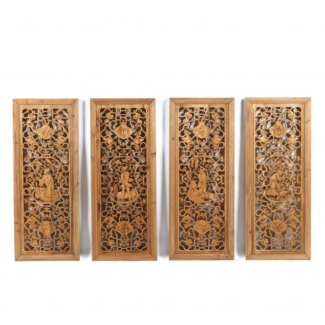 A SET OF FOUR CHINESE CARVED WOODEN 346932