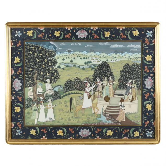 A LARGE INDIAN PAINTING OF A ROMANTIC