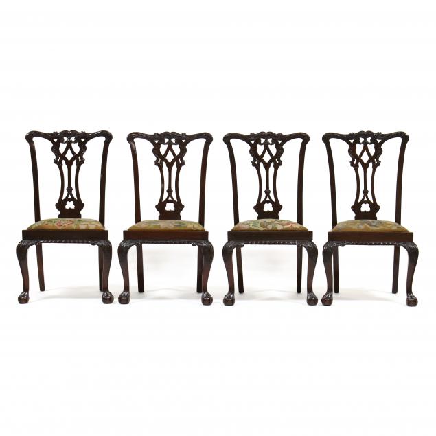 SET OF FOUR IRISH CHIPPENDALE STYLE