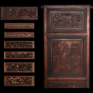 Eight Chinese Carved Wood Rectangular 3469fc