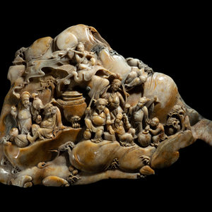 A Large Chinese Carved Hardstone