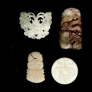 Four Chinese Carved Jade Plaques
20th