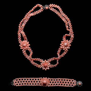 A Chinese Coral Necklace and Bracelet 346a62