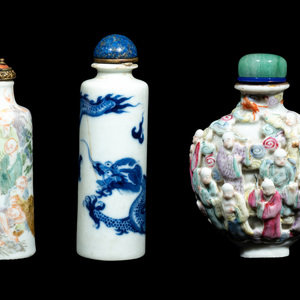 Three Chinese Porcelain Snuff Bottles
19th