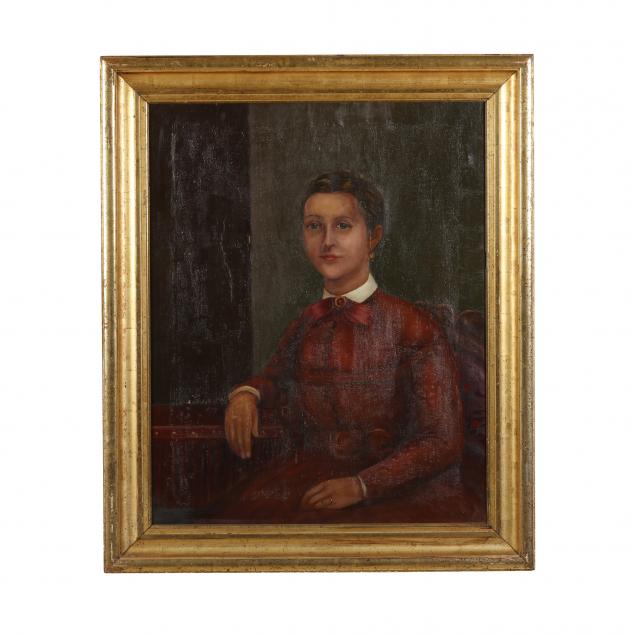 ANTIQUE PORTRAIT OF A WOMAN IN RED 