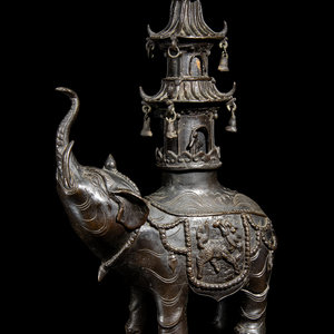 A Japanese Bronze Elephant-Form