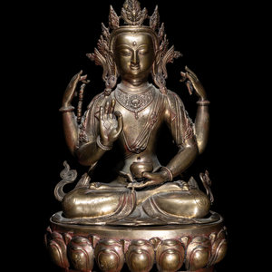 A Large Sino-Tibetan Gilt Bronze