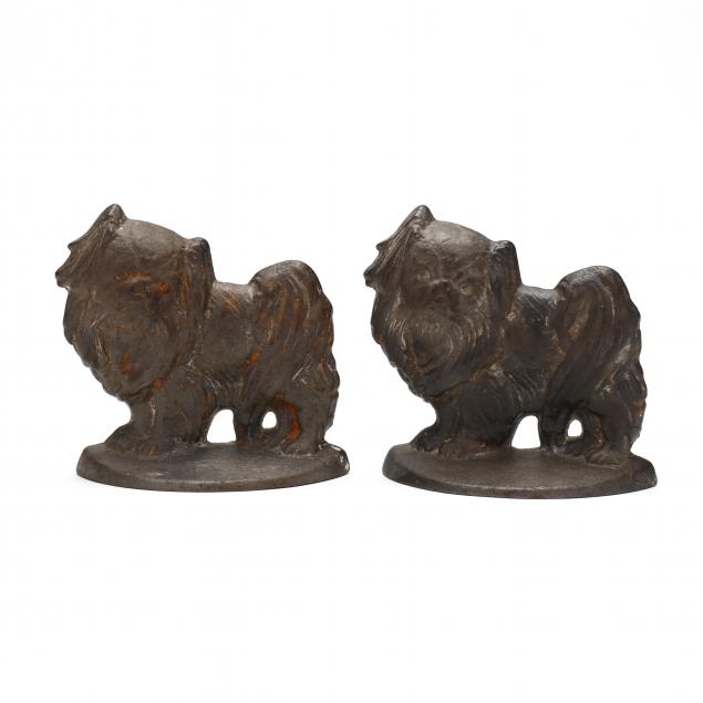 PAIR OF CAST IRON DOG BOOKENDS  Early