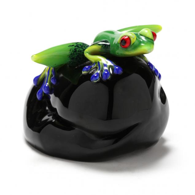 STUART ABELMAN ART GLASS TREE FROG 346b98