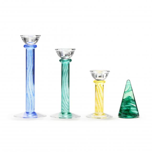 KOSTA BODA, FOUR PIECES OF ART GLASS