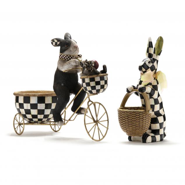 MACKENZIE CHILDS TWO RABBIT BASKETS 346bab