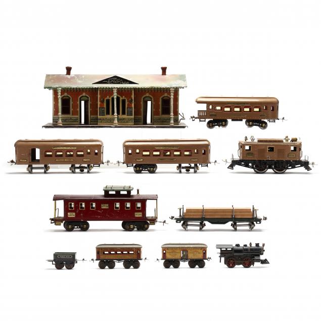 A GROUP OF IVES TRAINS AND ACCESSORIES
