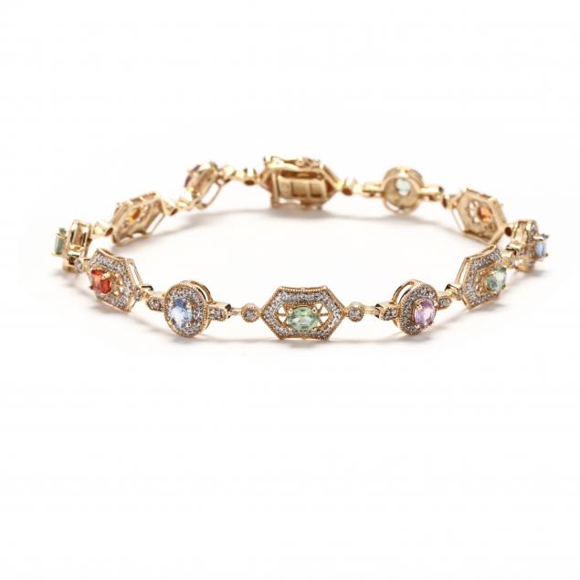 GOLD, MULTI-COLOR SAPPHIRE, AND