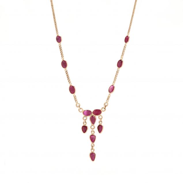 GOLD AND RUBY NECKLACE The cable