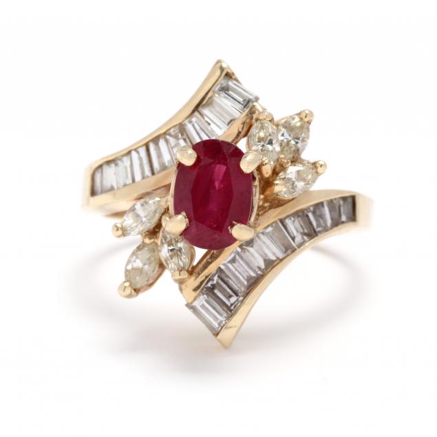 GOLD, RUBY, AND DIAMOND RING Designed