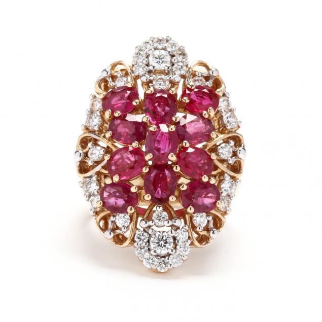 GOLD RUBY AND DIAMOND CLUSTER 346be9