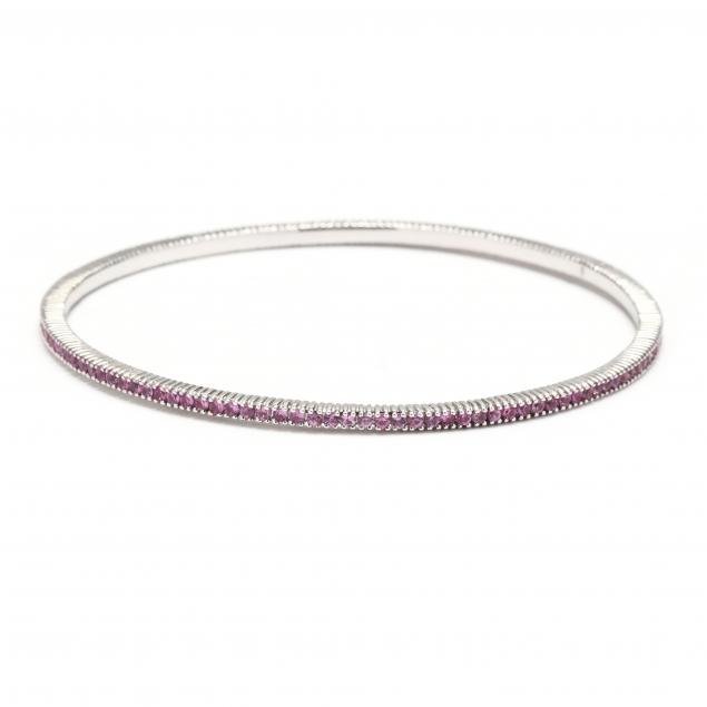 WHITE GOLD AND PINK SAPPHIRE BANGLE 346bf3