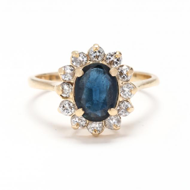 GOLD, SAPPHIRE, AND DIAMOND RING