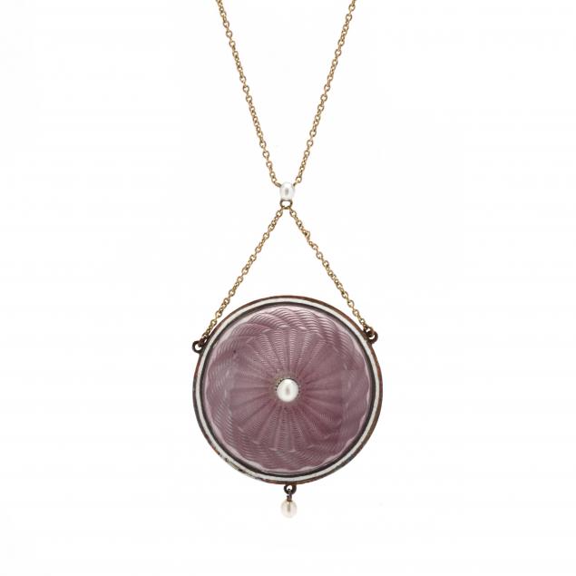 GOLD FILLED AND ENAMEL LOCKET NECKLACE