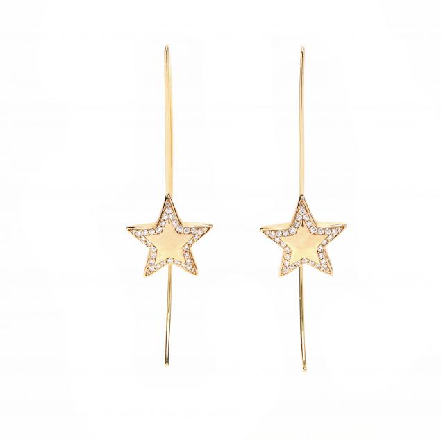 GOLD AND DIAMOND STAR DROP EARRINGS 346c00