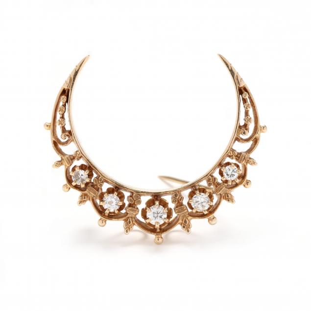 VINTAGE GOLD AND DIAMOND CRESCENT