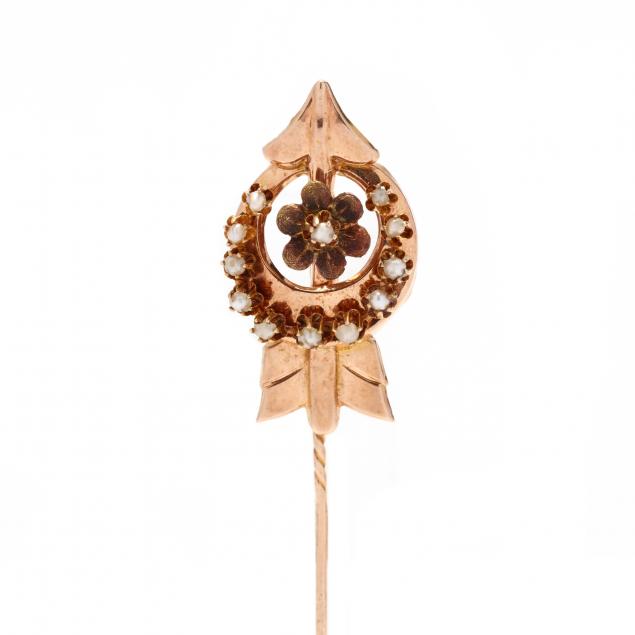 VICTORIAN GOLD AND GEM-SET STICK PIN