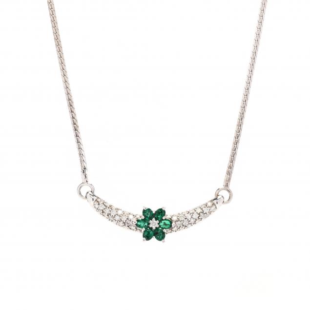 WHITE GOLD AND GEM-SET NECKLACE,
