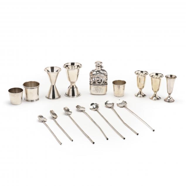 A GROUP OF STERLING SILVER BARWARE