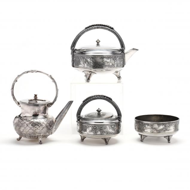 GROUP OF ANTIQUE SILVERPLATE TEA