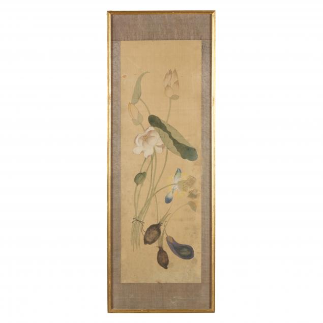 A PAINTING OF LOTUS FLOWERS AND 346ce8