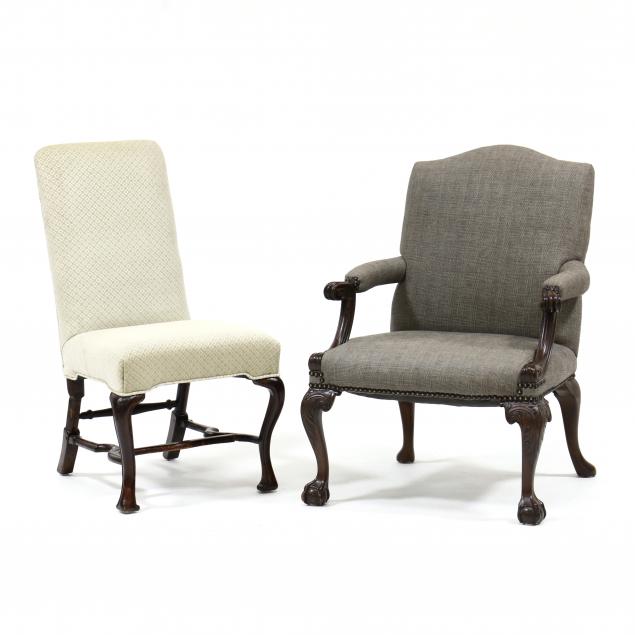 TWO ENGLISH MAHOGANY CHAIRS Including