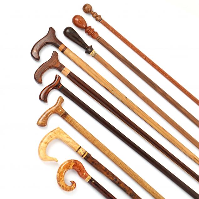 NINE ASSORTED EXOTIC WOOD CANES