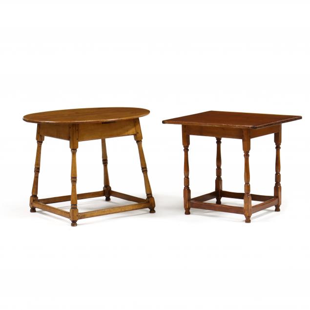 TWO NEW ENGLAND PINE TAVERN TABLES