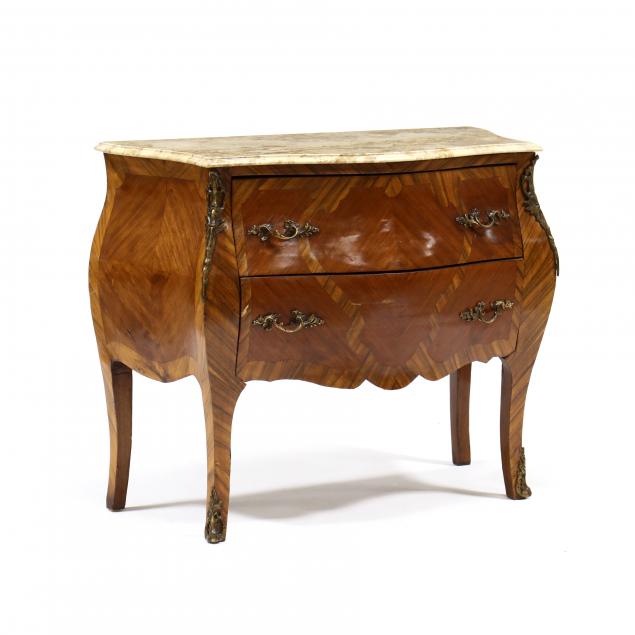 FRENCH MARBLE TOP BOMBE COMMODE