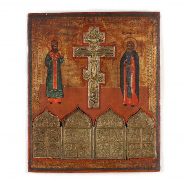 AN ANTIQUE BYZANTINE ICON WITH