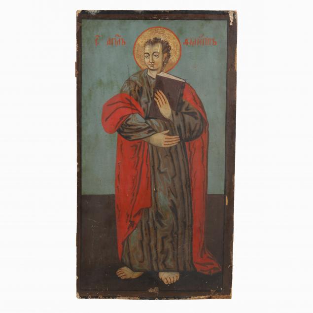 AN ANTIQUE BYZANTINE ICON OF A