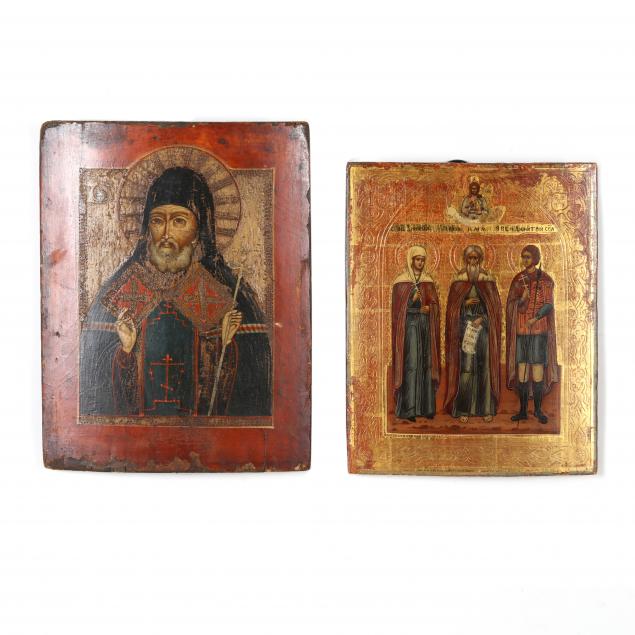 TWO ANTIQUE BYZANTINE ICONS ON 346e75
