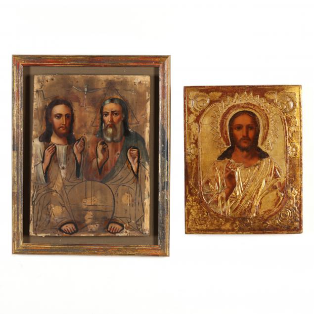 TWO ANTIQUE BYZANTINE ICONS DEPICTING 346e78