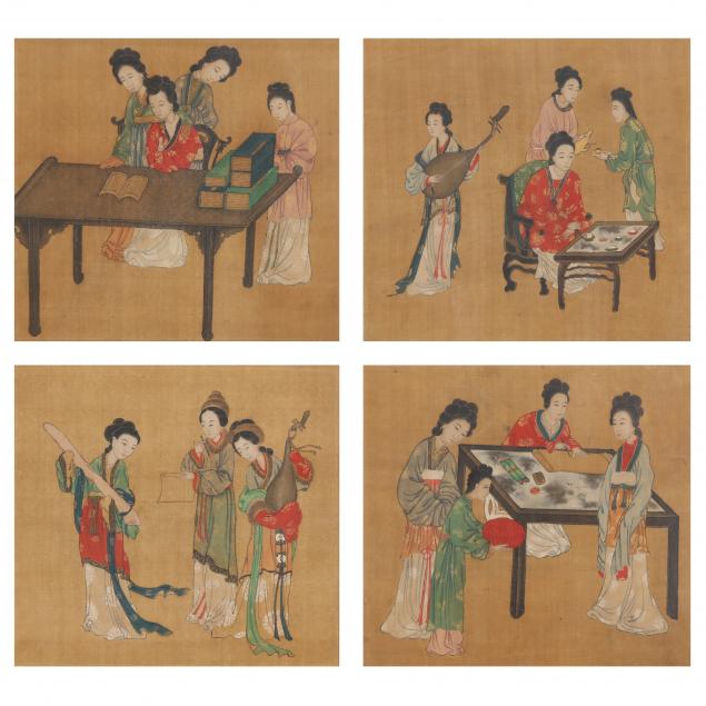 A SET OF CHINESE PAINTINGS ON SILK