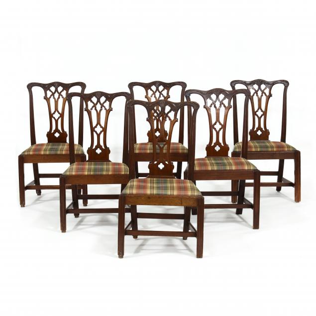 SET OF SIX CHIPPENDALE CARVED MAHOGANY 346eee