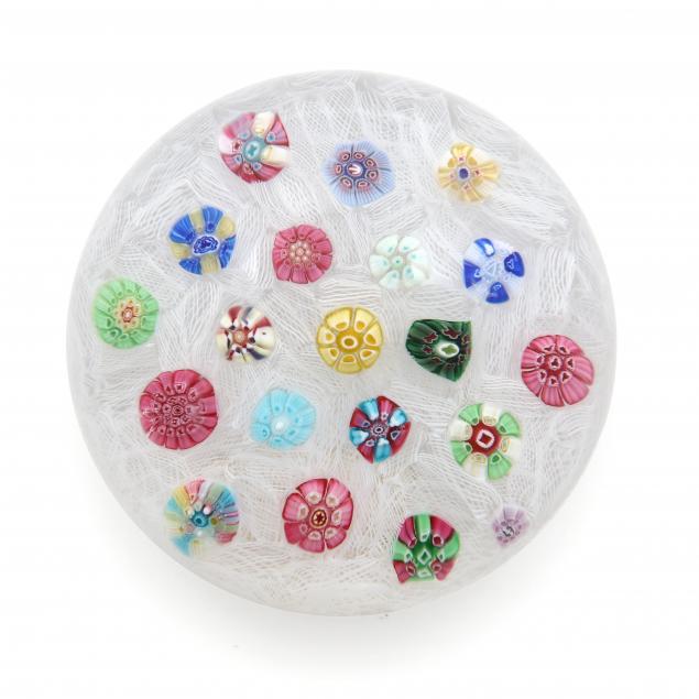 BACCARAT, 1967 MILLEFIORI GLASS PAPERWEIGHT