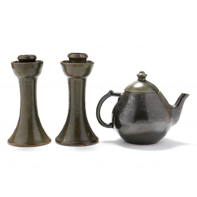 TEAPOT AND CANDLESTICKS, BEN OWEN MASTER