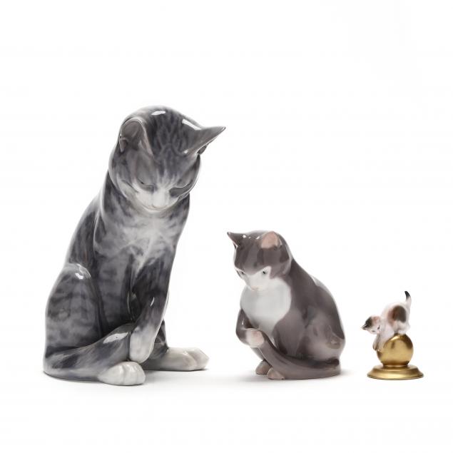 THREE PORCELAIN CAT FIGURINES Royal 347014