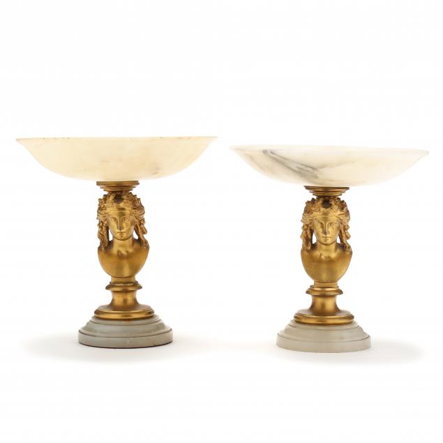 A NEAR PAIR OF FRENCH ALABASTER 34701e