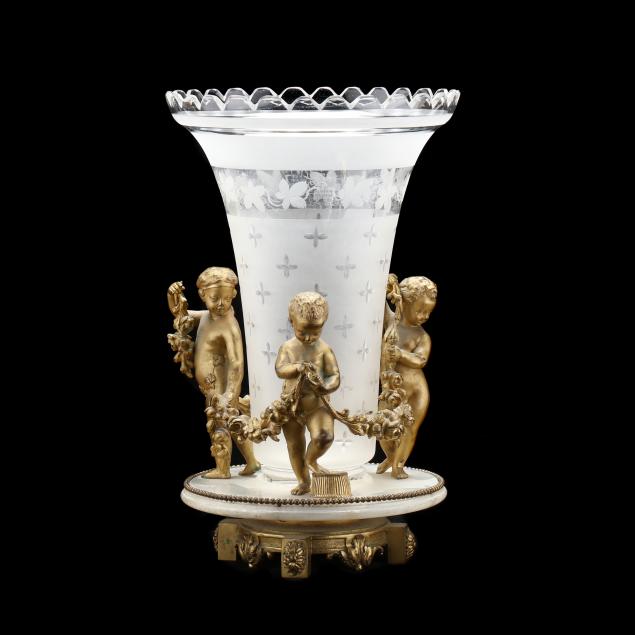 FRENCH DORé BRONZE AND CRYSTAL