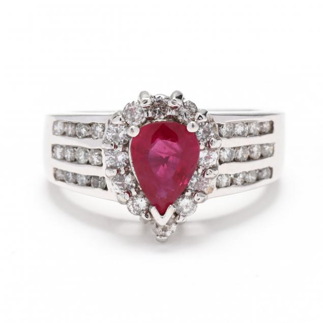 WHITE GOLD RUBY AND DIAMOND RING 3470e0