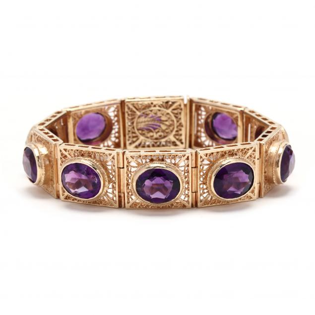 GOLD AND AMETHYST BRACELET ENGEL 3470fb