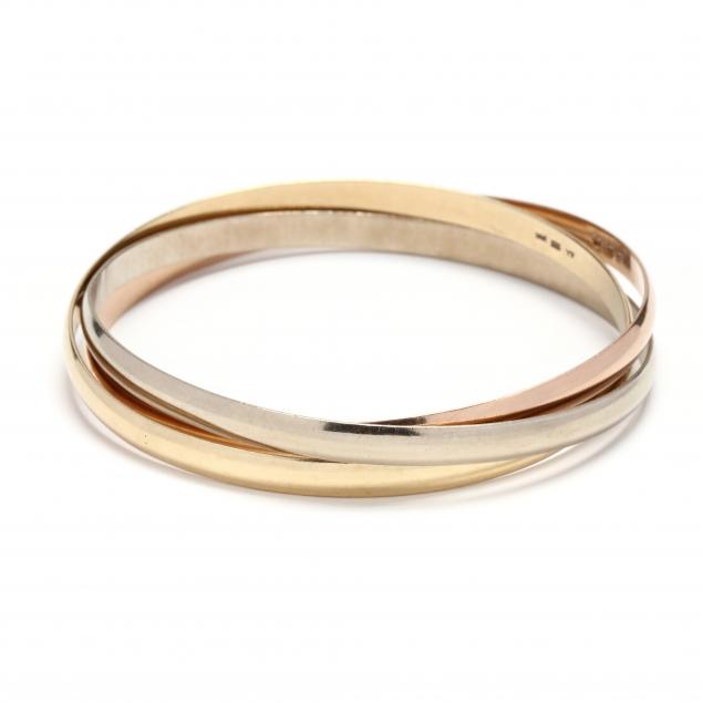 TRI COLOR GOLD TRIPLE BANGLE BRACELET 3470f8